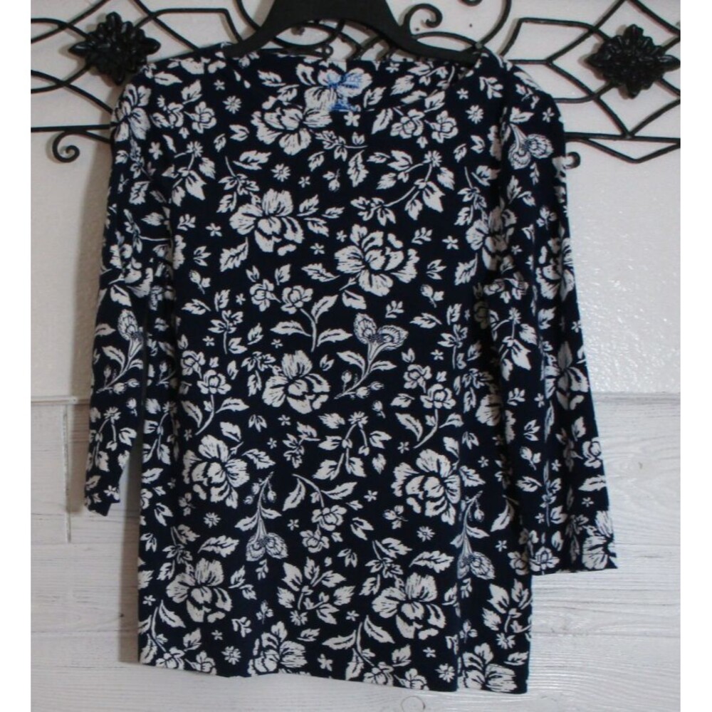 Croft &Barrow Women's Top Size S Long Sleeve Multicolored Floral Round Neck